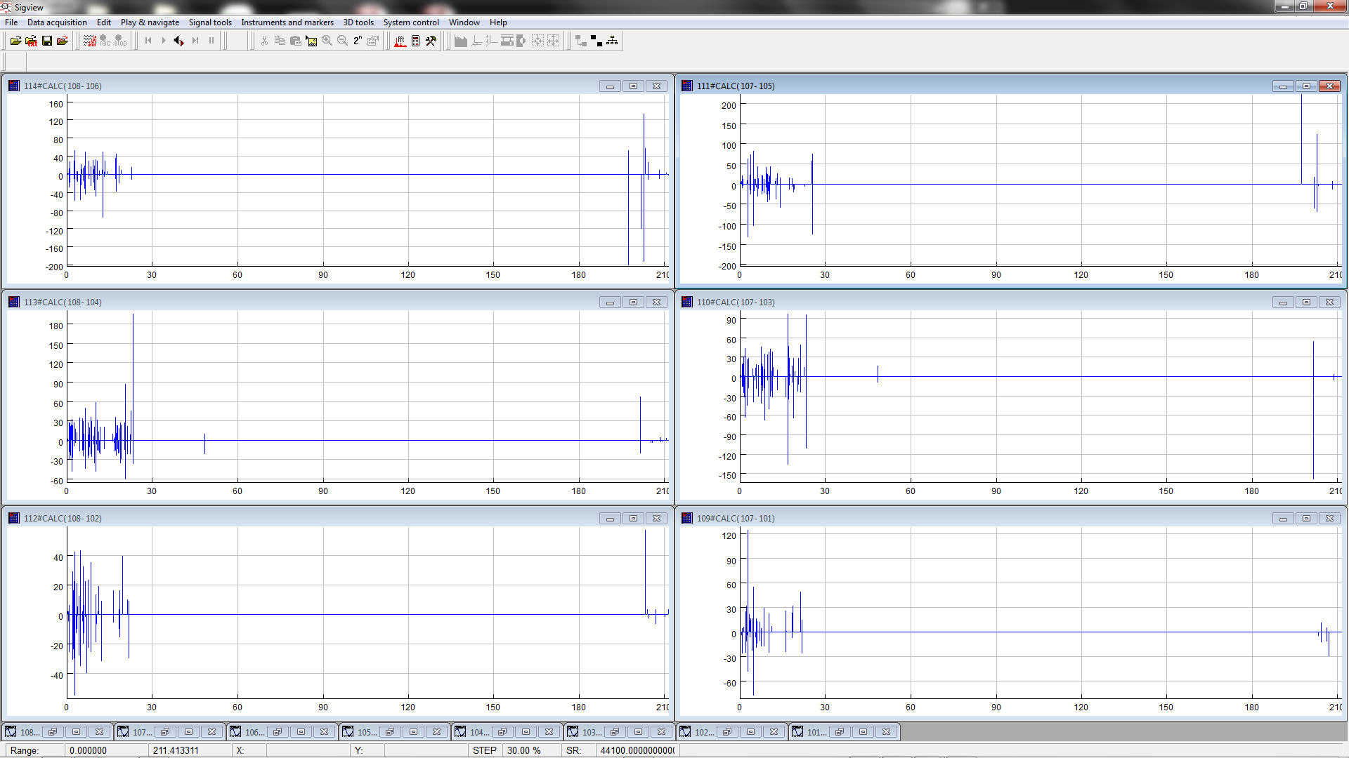 Comparaison des 3 échantillons Audiograbber avec l'échantillon du CD en parfait état